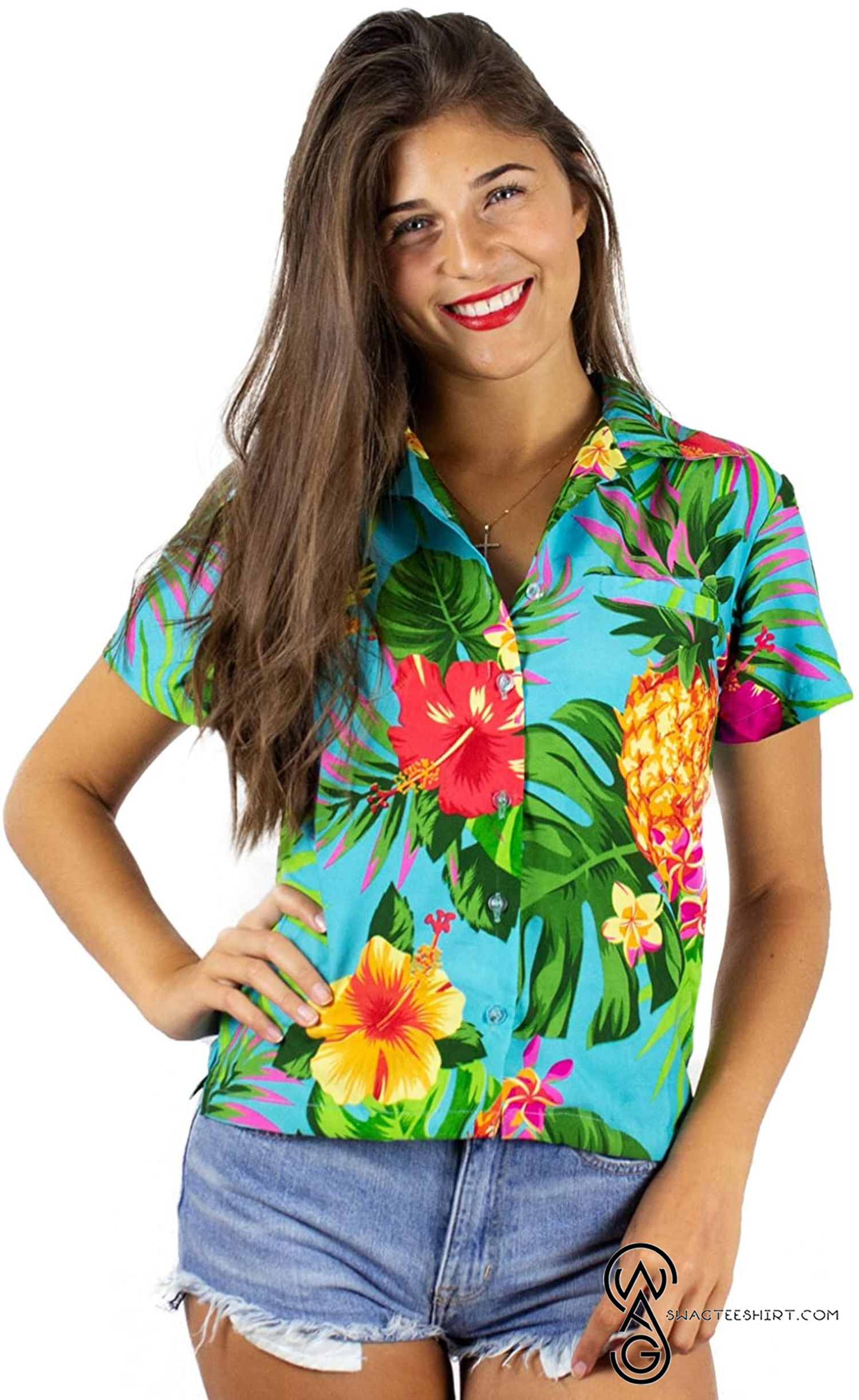 [Top Trending] Funky Aloha Hawaiian Beach Summer Print Hibiskus Blue Full Printing Hawaiian Shirt